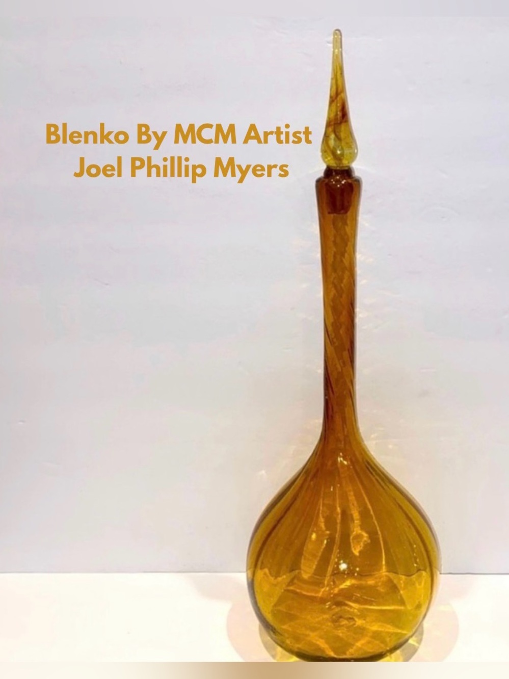 Blenko #6418  Honey Genie Bottle With Original Stopper By Joel Myers.
